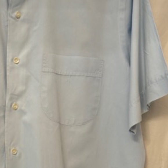 Neiman Marcus Short Sleeve Collared Button Down Light Blue Mens Shirt 15" 10.5" - Picture 7 of 7